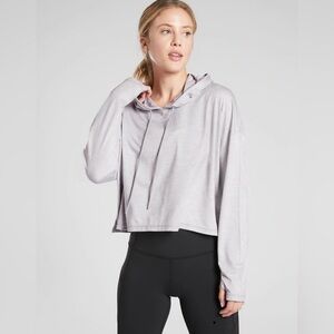 Athleta Light Gray Cropped Hoodie